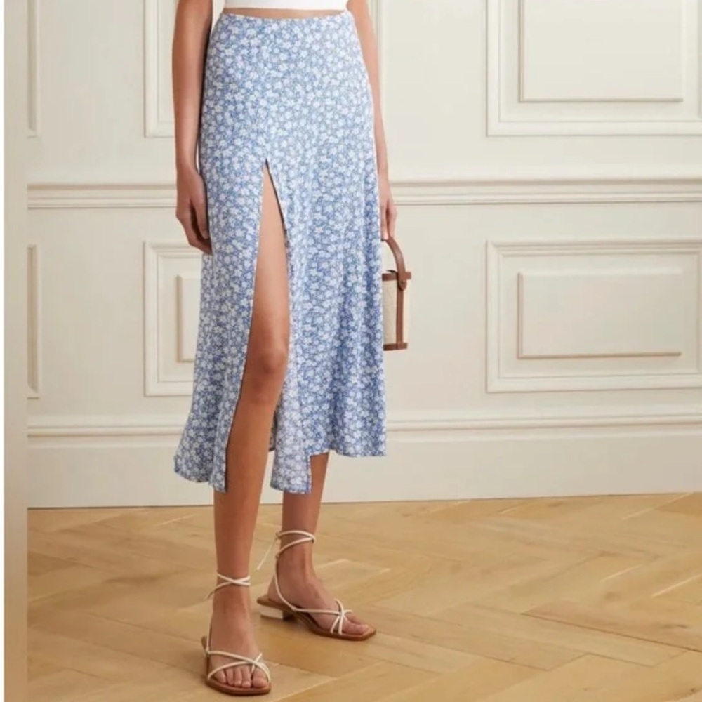 Petite Blue and White Floral Zoe Skirt